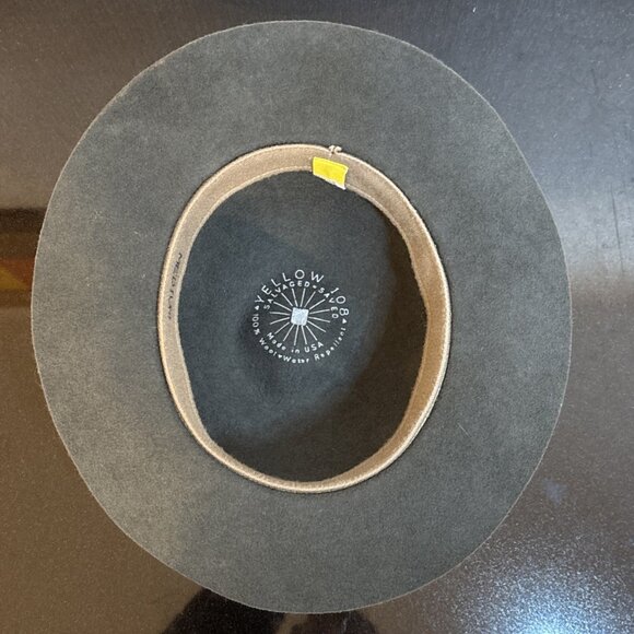 Yellow 108 Fedora Medium 100% Wool Floppy Autumn Hat Unisex USA Made Reclaimed - Picture 7 of 11